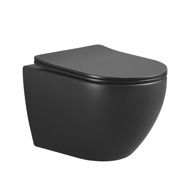 Изображение товара Подвесной унитаз Boheme Nero 961-SET-B безободковый с микролифтом черный матовый