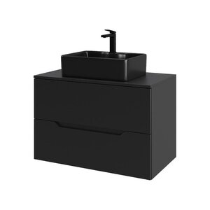 Изображение товара Тумба с раковиной Orange Line Li-80TubMDF+B01-475MB, 80 см, подвесная, цвет черный матовый Soft Touch