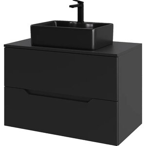 Изображение товара Тумба с раковиной Orange Line Li-80TubMDF+B01-475MB, 80 см, подвесная, цвет черный матовый Soft Touch