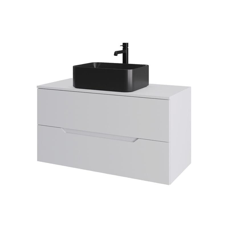 Изображение товара Тумба с раковиной Orange Line Li-100TuwMDF+B02-460MB, 100 см, подвесная, цвет белый матовый Soft Touch