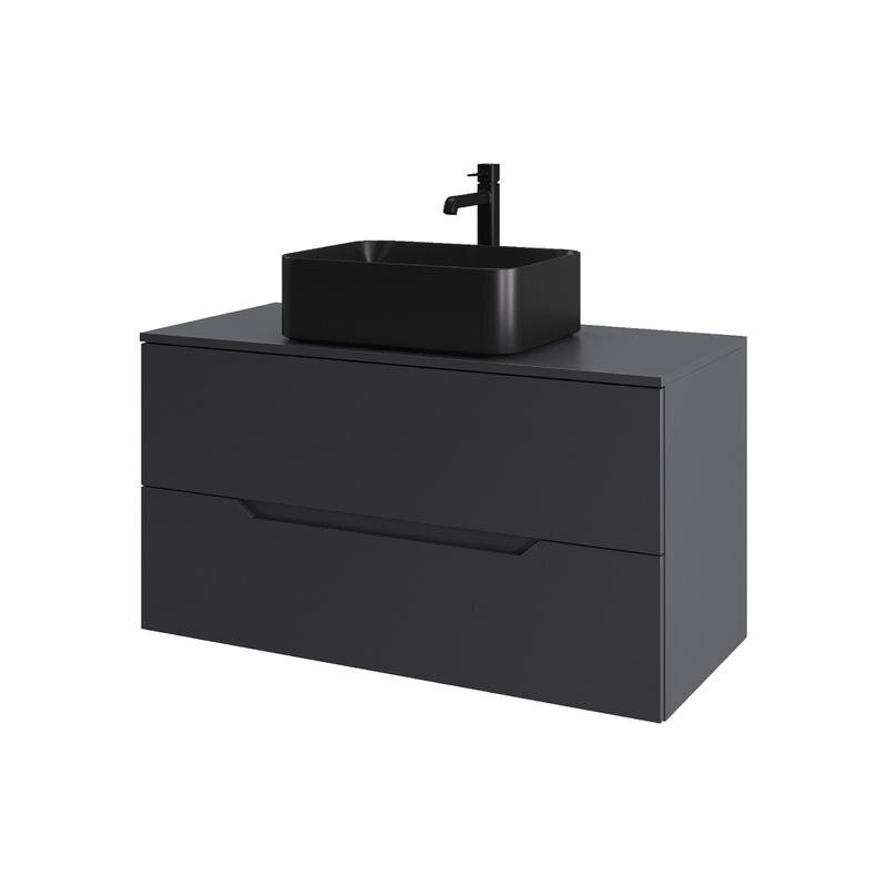 Изображение товара Тумба с раковиной Orange Line Li-100TugMDF+B02-460MB 100 см графит матовый Soft Touch