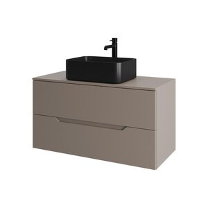 Изображение товара Тумба с раковиной Orange Line Li-100TuLMDF+B02-460MB, 100 см, подвесная, цвет латте матовый Soft Touch