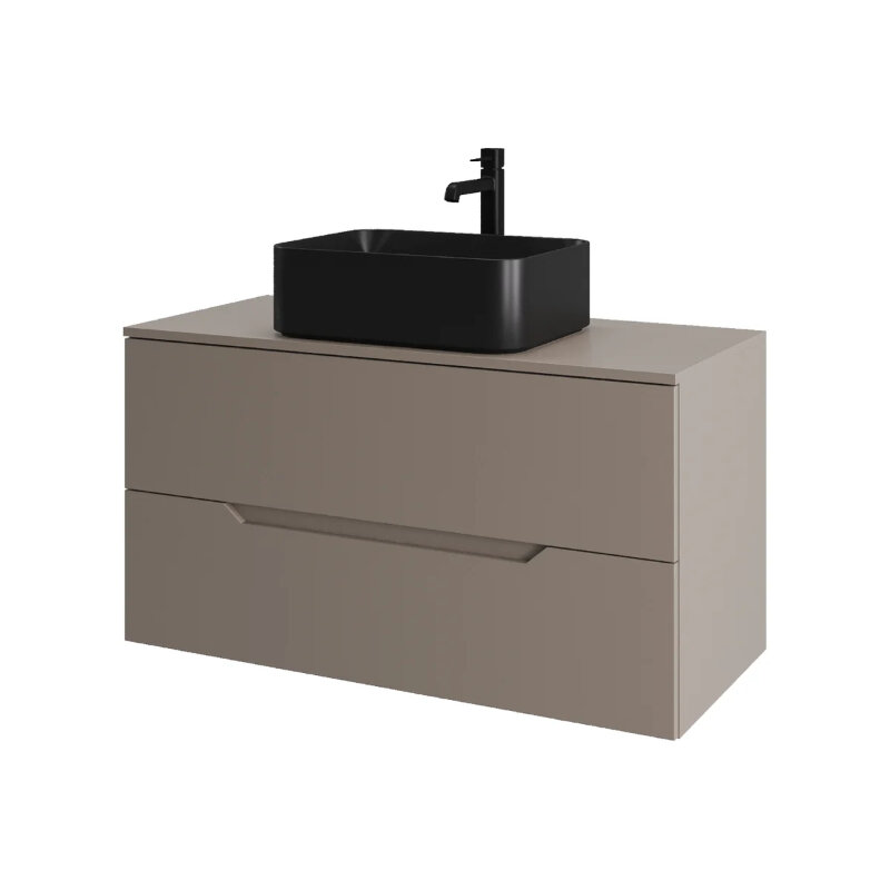 Изображение товара Тумба с раковиной Orange Line 100 см подвесная с фарфоровой раковиной латте матовая