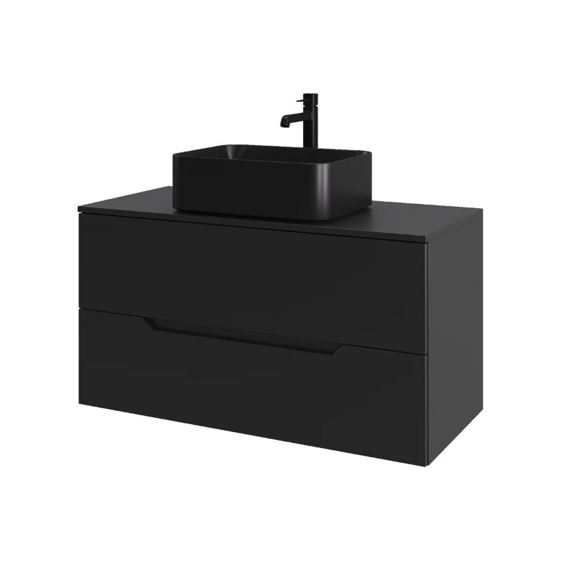 Изображение товара Подвесная тумба с раковиной 100 см Black Matt Soft Touch Orange Line