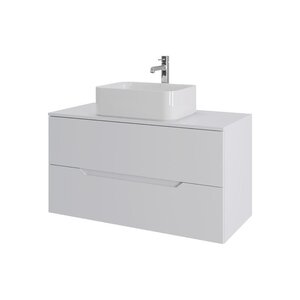 Изображение товара Тумба с раковиной Orange Line Li-100TuwMDF+B02-460W, 100 см, подвесная, цвет белый матовый Soft Touch