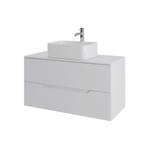 Изображение товара Тумба с раковиной Orange Line Li-100TuwMDF+B02-460W, 100 см, подвесная, цвет белый матовый Soft Touch