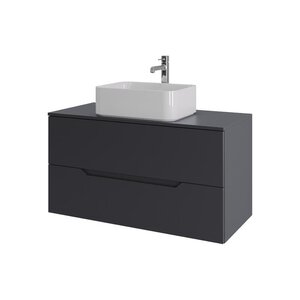 Изображение товара Тумба с раковиной Orange Line Li-100TugMDF+B02-460W, 100 см, подвесная, цвет графит матовый Soft Touch 