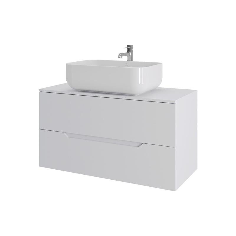 Изображение товара Тумба с раковиной Orange Line Li-100TuwMDF+B03-600W, 100 см, подвесная, цвет белый матовый Soft Touch