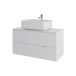 Изображение товара Тумба с раковиной Orange Line Li-100TuwMDF+B03-600W, 100 см, подвесная, цвет белый матовый Soft Touch