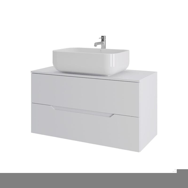 Изображение товара Тумба с раковиной Orange Line Li-100TuwMDF+B03-600W, 100 см, подвесная, цвет белый матовый Soft Touch
