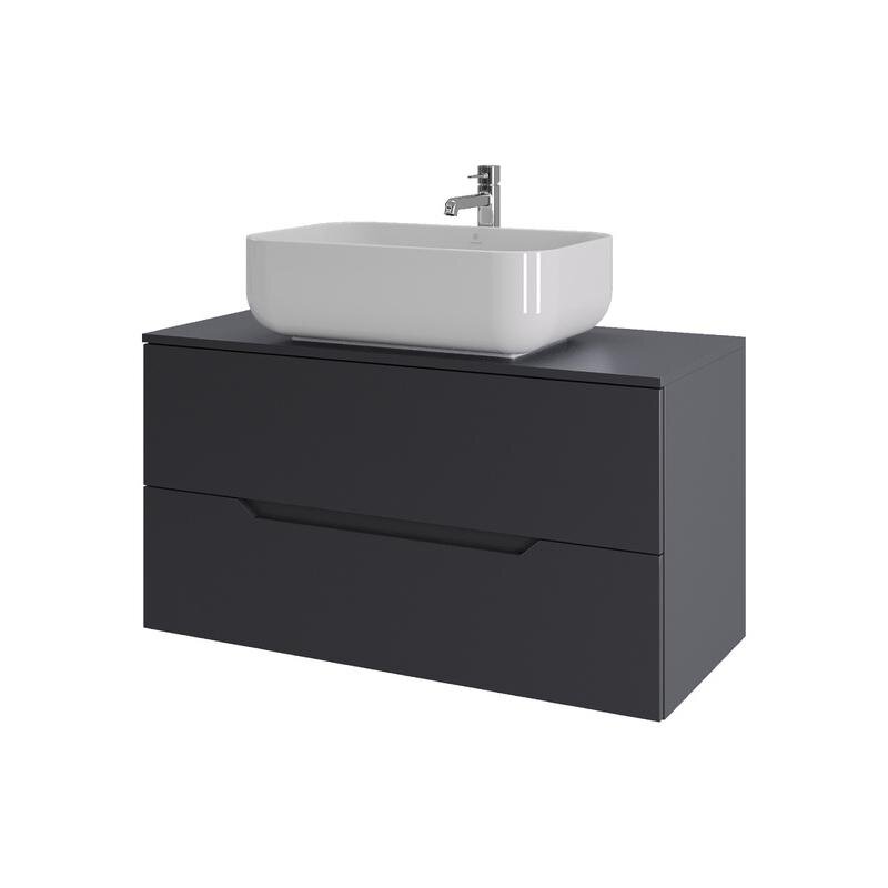 Изображение товара Тумба с раковиной Orange Line Li-100TugMDF+B03-600W, 100 см, подвесная, цвет графит матовый Soft Touch