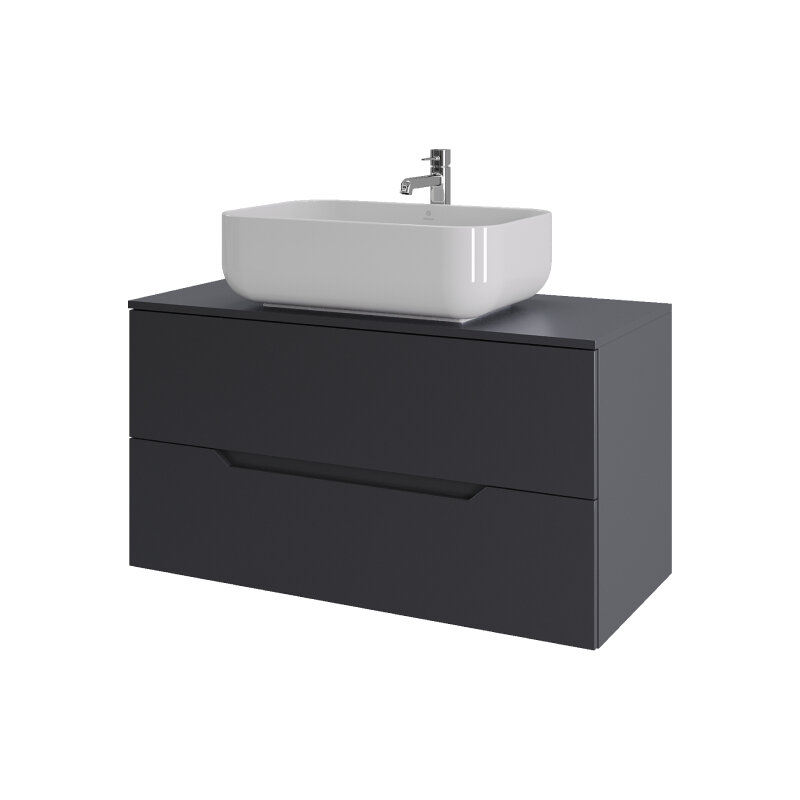 Изображение товара Тумба с раковиной Orange Line 100 см подвесная графит матовый Soft Touch Россия