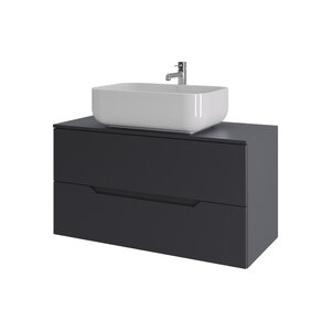 Изображение товара Тумба с раковиной Orange Line Li-100TugMDF+B03-600W, 100 см, подвесная, цвет графит матовый Soft Touch