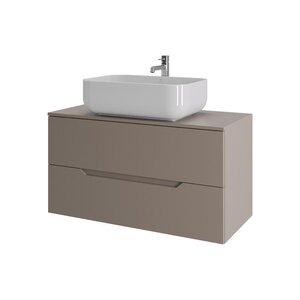 Изображение товара Тумба с раковиной Orange Line Li-100TuLMDF+B03-600W, 100 см, подвесная, цвет латте матовый Soft Touch