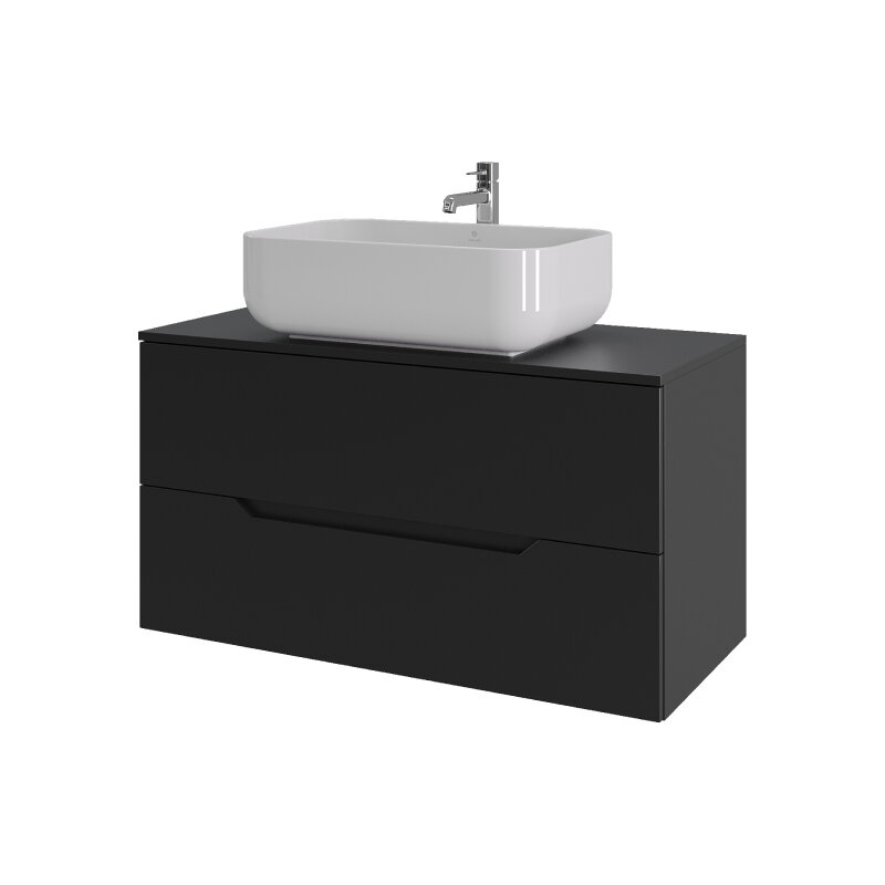 Изображение товара Подвесная тумба с раковиной Orange Line 100 см черный матовый Soft Touch