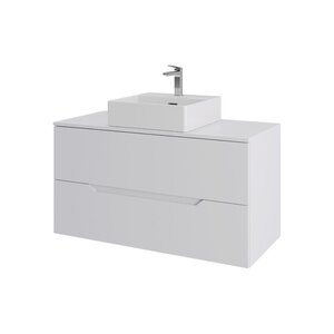 Изображение товара Тумба с раковиной Orange Line Li-100TuwMDF+B04-500W, 100 см, подвесная, цвет белый матовый Soft Touch
