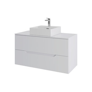 Изображение товара Тумба с раковиной Orange Line Li-100TuwMDF+B04-500W, 100 см, подвесная, цвет белый матовый Soft Touch