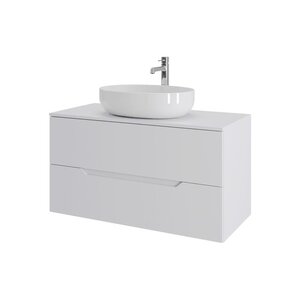 Изображение товара Тумба с раковиной Orange Line Li-100TuwMDF+B05-520W, 100 см, подвесная, цвет белый матовый Soft Touch
