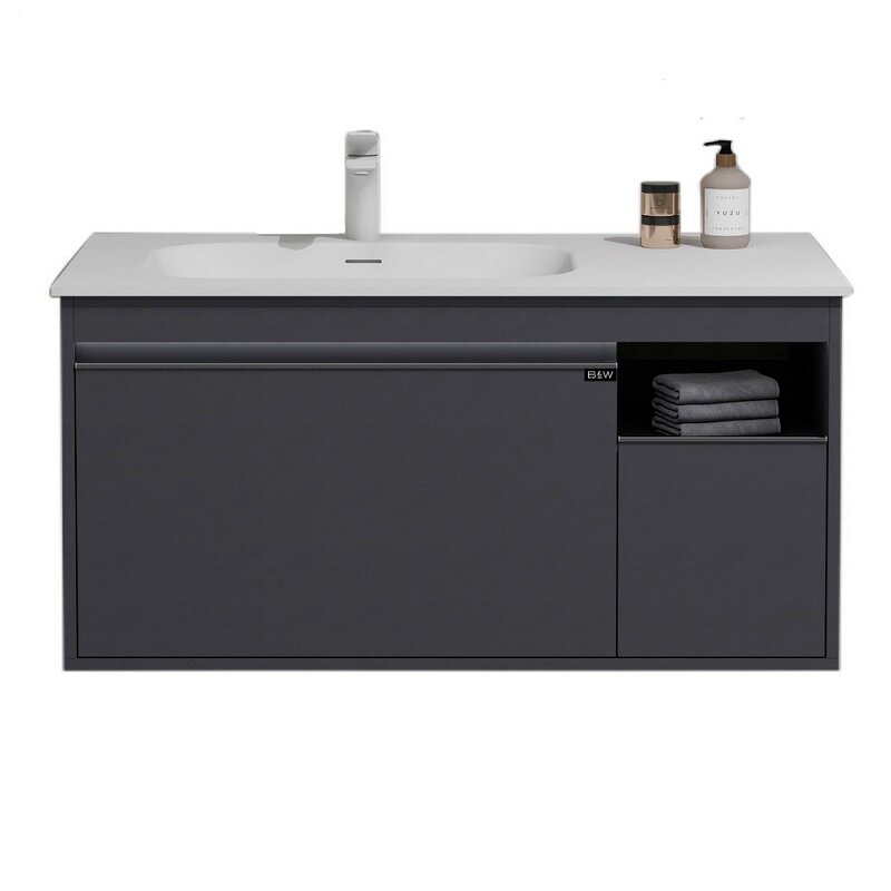 Изображение товара Тумба с раковиной Black&White Universe U910.1000 с подсветкой, 100 см, серый матовый