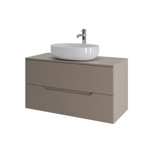 Изображение товара Тумба с раковиной Orange Line Li-100TuLMDF+B05-520W, 100 см, подвесная, цвет латте матовый Soft Touch