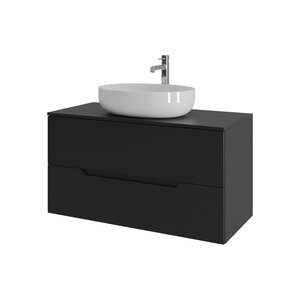 Изображение товара Тумба с раковиной Orange Line Li-100TubMDF+B05-520W, 100 см, подвесная, цвет черный матовый Soft Touch