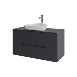 Изображение товара Тумба с раковиной Orange Line Li-100TugMDF+B07-500W, 100 см, подвесная, цвет графит матовый Soft Touch