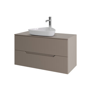 Изображение товара Тумба с раковиной Orange Line Li-100TuLMDF+B07-500W, 100 см, подвесная, цвет латте матовый Soft Touch