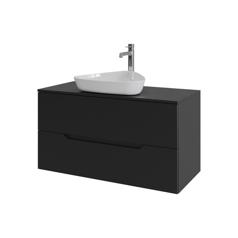 Изображение товара Тумба с раковиной Orange Line Li-100TubMDF+B07-500W подвесная черный матовый Soft Touch