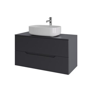 Изображение товара Тумба с раковиной Orange Line Li-100TugMDF+B07-540W, 100 см, подвесная, цвет графит матовый Soft Touch