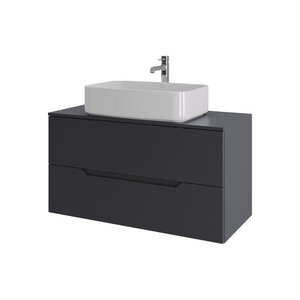 Изображение товара Тумба с раковиной Orange Line Li-100TugMDF+B07-600W, 100 см, подвесная, цвет графит матовый Soft Touch