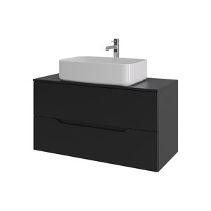 Изображение товара Тумба с раковиной Orange Line Li-100TubMDF+B07-600W, 100 см, подвесная, цвет черный матовый Soft Touch