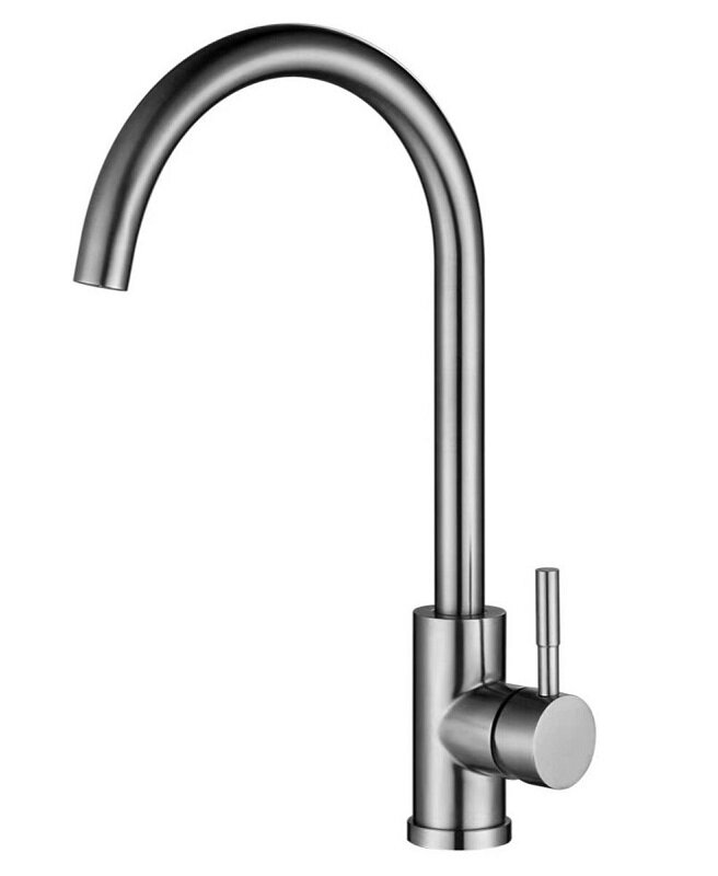 Изображение товара Кухонный смеситель Hoffger HFG-385S satin с поворотным изливом для мойки