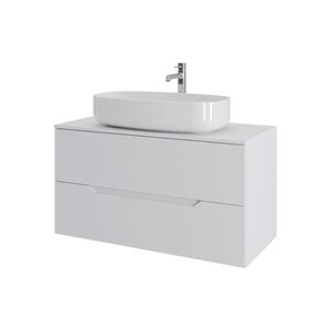 Изображение товара Тумба с раковиной Orange Line Li-100TuwMDF+B07-675W, 100 см, подвесная, цвет белый матовый Soft Touch