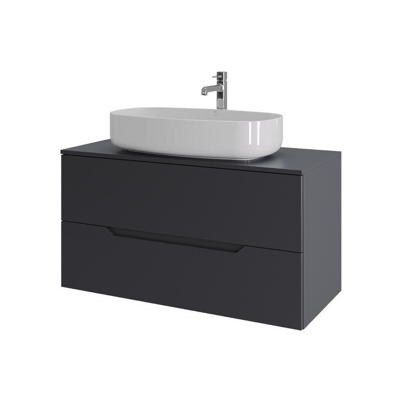 Изображение товара Тумба с раковиной Orange Line Li-100TugMDF+B07-675W (1000 мм) графит матовый