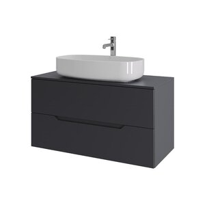 Изображение товара Тумба с раковиной Orange Line Li-100TugMDF+B07-675W, 100 см, подвесная, цвет графит матовый Soft Touch