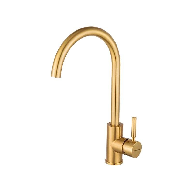 Изображение товара Hoffger HFG-385G gold - кухонный смеситель с PVD, золотое матовое покрытие