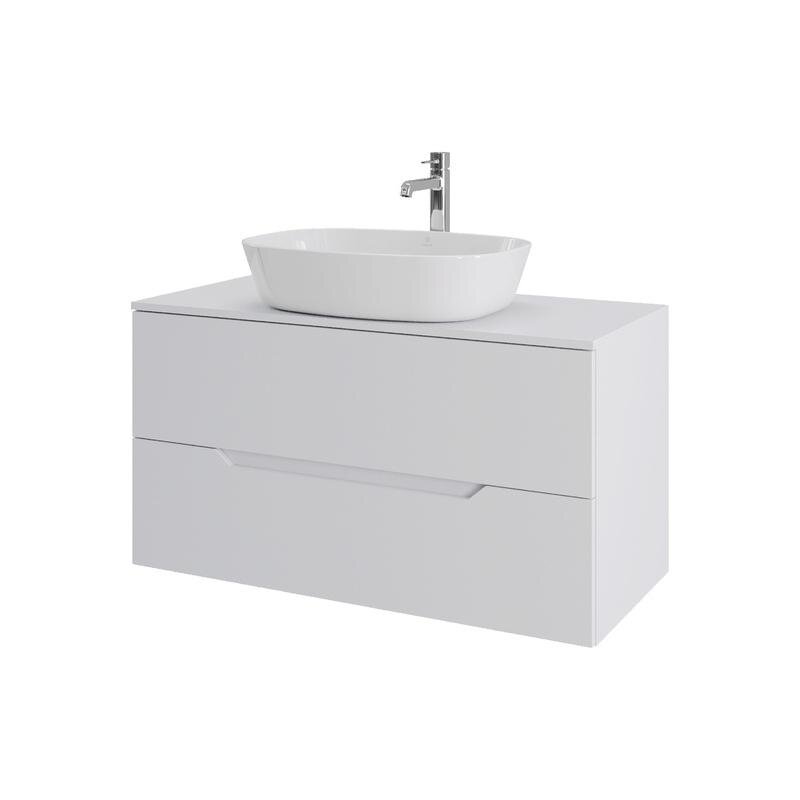 Изображение товара Тумба с раковиной Orange Line Li-100TuwMDF+B08-500W 1000 мм, белый матовый Soft Touch