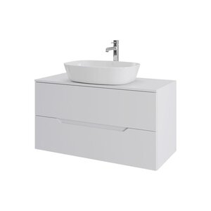 Изображение товара Тумба с раковиной Orange Line Li-100TuwMDF+B08-500W, 100 см, подвесная, цвет белый матовый Soft Touch