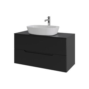 Изображение товара Тумба с раковиной Orange Line Li-100TubMDF+B08-500W, 100 см, подвесная, цвет черный матовый Soft Touch