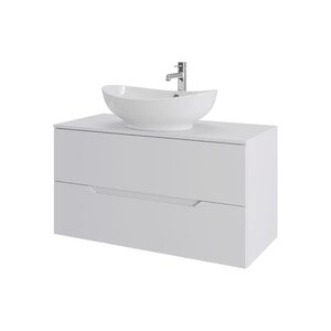 Изображение товара Тумба с раковиной Orange Line Li-100TuwMDF+B08-585W, 100 см, подвесная, цвет белый матовый Soft Touch