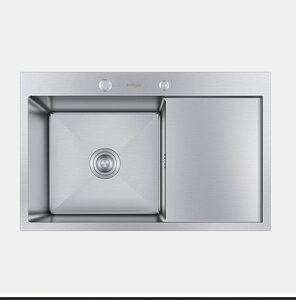 Изображение товара Кухонная мойка Hoffger HFG-7850S-L satin 78 см нержавеющая сталь с крылом справа