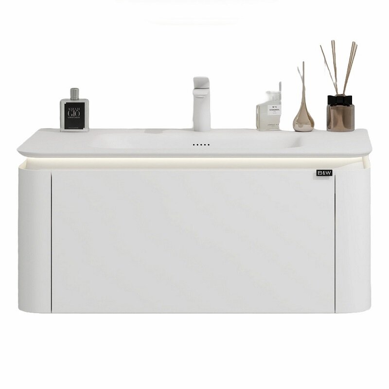 Изображение товара Тумба с раковиной Black&White Universe U925.900, 90 см, белая, подвесная