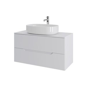 Изображение товара Тумба с раковиной Orange Line Li-100TuwMDF+B04-600W, 100 см, подвесная, цвет белый матовый Soft Touch