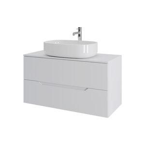 Изображение товара Тумба с раковиной Orange Line Li-100TuwMDF+B04-600W, 100 см, подвесная, цвет белый матовый Soft Touch