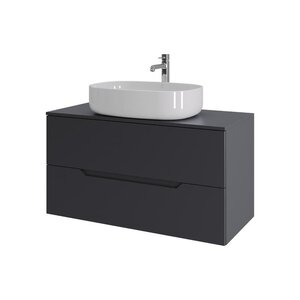 Изображение товара Тумба с раковиной Orange Line Li-100TugMDF+B04-600W, 100 см, подвесная, цвет графит матовый Soft Touch