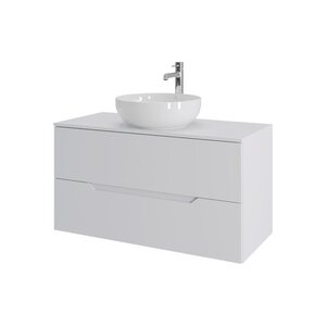 Изображение товара Тумба с раковиной Orange Line Li-100TuwMDF+B07-420W, 100 см, подвесная, цвет белый матовый Soft Touch