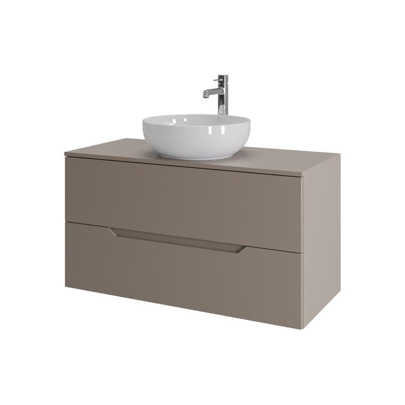 Изображение товара Тумба с раковиной Orange Line Li-100TuLMDF+B07-420W 100 см латте матовый Soft Touch