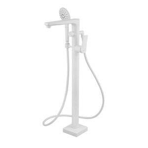 Изображение товара Смеситель напольный Lemark Bronx LM3744MW, для ванны, с душевым гарнитуром, белый матовый