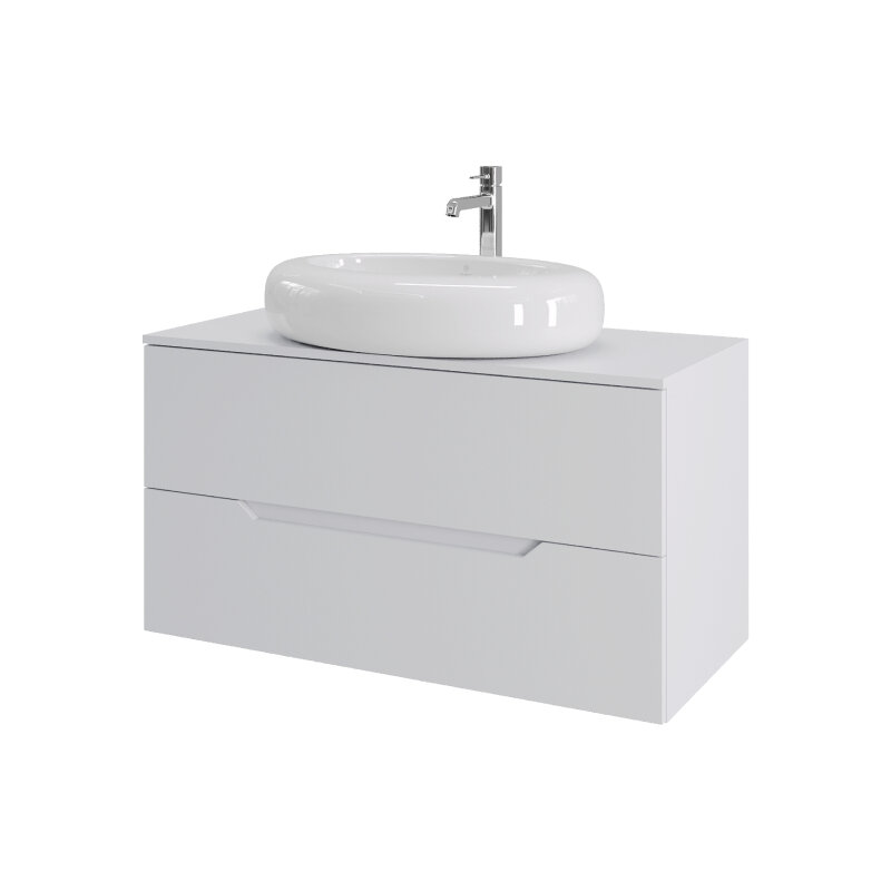 Изображение товара Тумба с раковиной Orange Line Li-100TuwMDF+B08-640W, 100 см, белый матовый