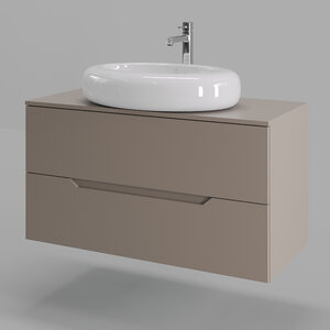 Изображение товара Тумба с раковиной Orange Line Li-100TuLMDF+B08-640W, 100 см, подвесная, цвет латте матовый Soft Touch